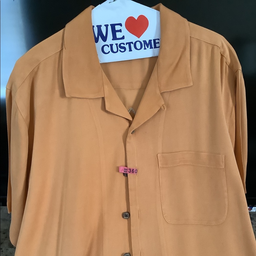 Tommy Bahama Camp Shirt Poker Pirate Orange Clean